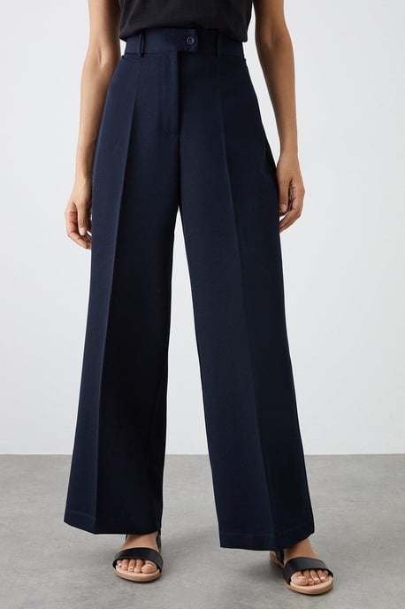 Petite High Waist Wide Leg Tab Trouser