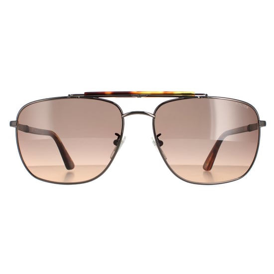 Police Aviator Mens Shiny Gunmetal Matte Smoke Gradient Orange SPLD43 Origins 44