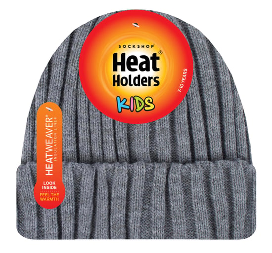 Heat Holders - Boys Every Day Casual Wear Ribbed Turnover Winter Hat for Kids - Pebble Melange - Image 2