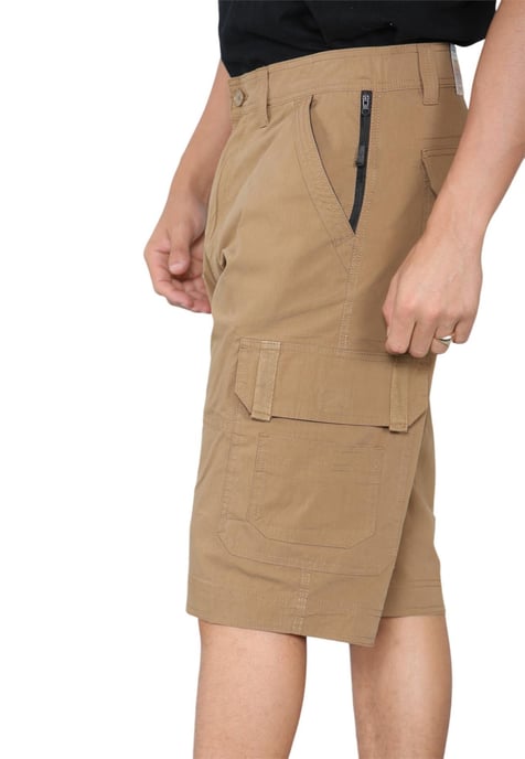 Mens Cargo Multi-Pocket Quick Dry Shorts in Khaki - Image 3