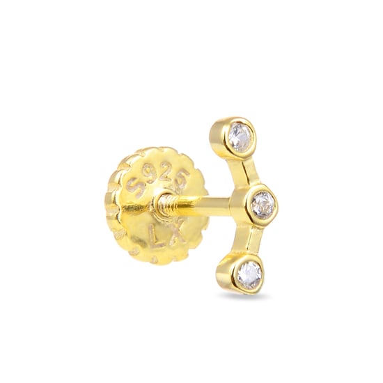 Luxenter qant-piercing tillverkad av 925 sterlingsilver och glänsande kubisk zirkonia med 18 karats gulguldplätering - Image 2