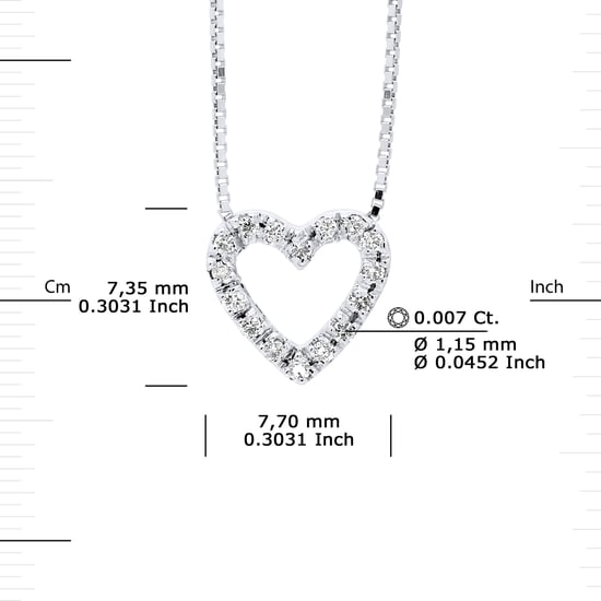 DIADEMA - Necklace with Diamonds - Heart - White Gold