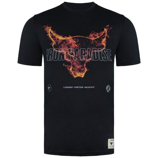 Under Armour x Project Rock Fire  Black Crew Neck Mens T-Shirt 1361732 001 - Image 1