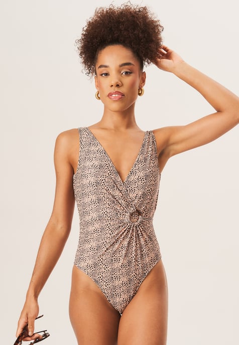 D Ring Detail Wrap Front Swimsuit