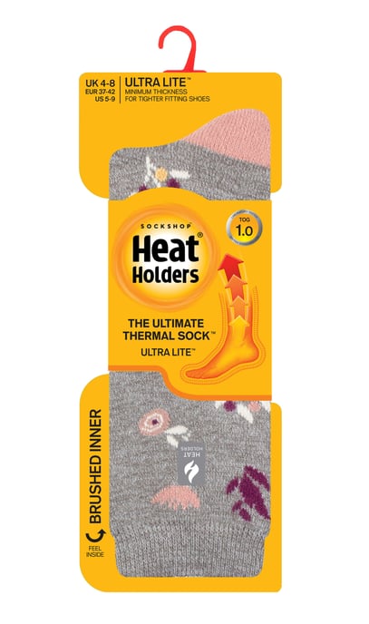 Heat Holders - Dam Ultra Lite Thermal Borstad Innergarn Design Strumpor - Grå (Sidari) - Image 2
