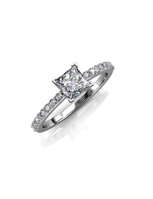 Enkel fyrkantig ring - silver och kristall - Image 1