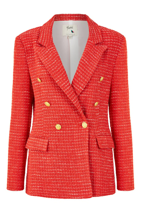 Red Boucle Fitted Blazer