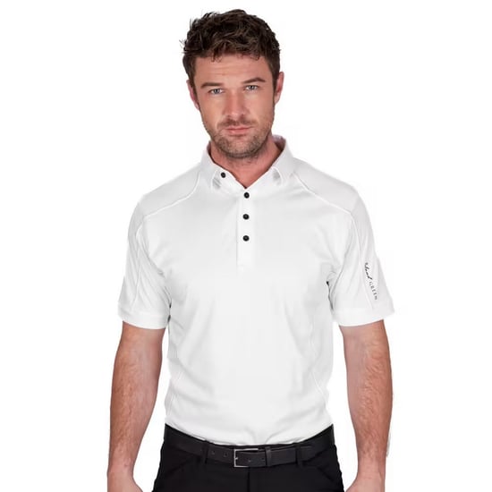 Island Green Mens Topstitched Golf Polo Shirt (White) - Image 1