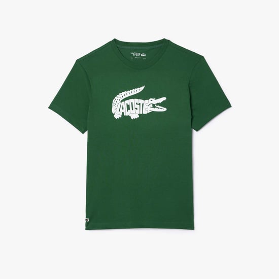 Men's Lacoste Sport Ultra-Dry Croc Print T-Shirt in Green White