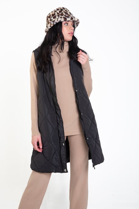 Longline Padded Gilet with Hood