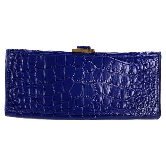 Balenciaga Small Hourglass Crocodile Embossed Top Handle Bag in Blue Calfskin Leather - Image 4