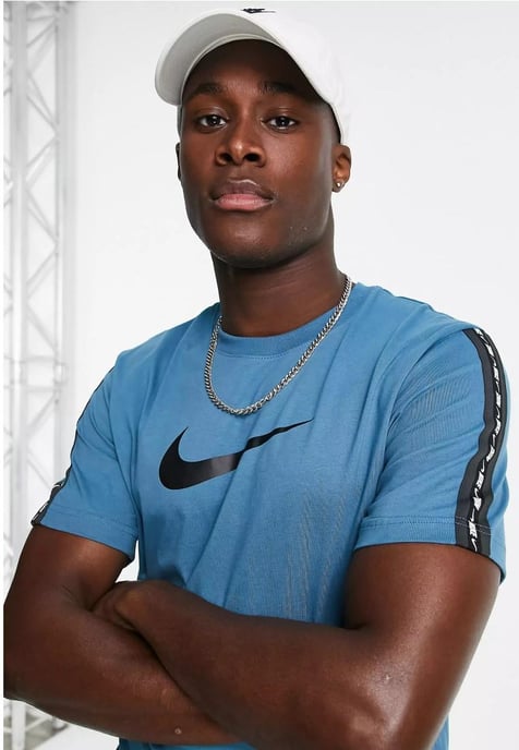 Nike Sportswear Repeat T Shirt Club in Storm Blue - Image 3
