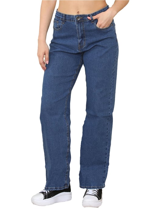 Enzo | Womens Wide Leg Jeans - Blue