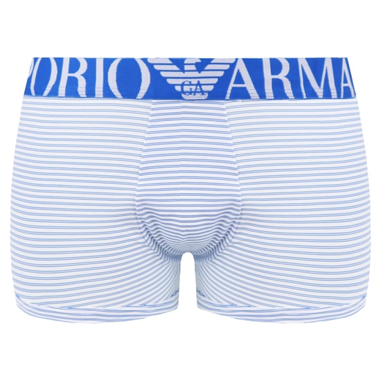 Emporio Armani Comfort Microfiber Mens Blue/White Boxes Shorts - Image 1