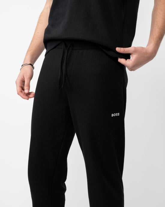 BOSS Orange Waffle Pants Mens Cotton-Blend Pyjama Bottoms with Embroidered Logo