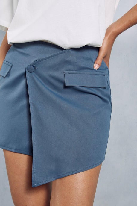 Asymmetric Wrap Mini Skirt