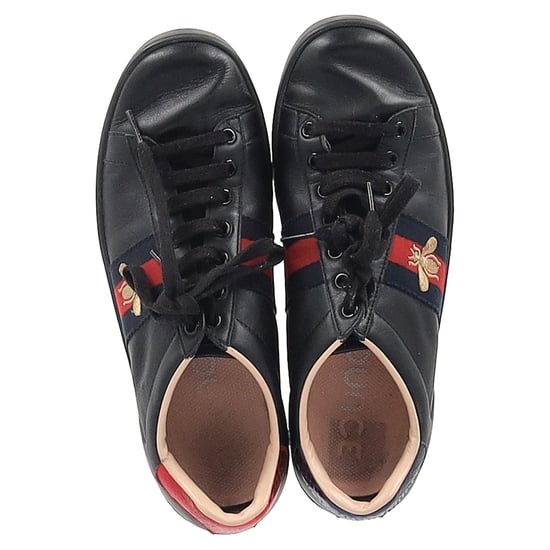 Gucci Ace Bee Low-Top Sneakers in Black Calfskin Leather - Image 2