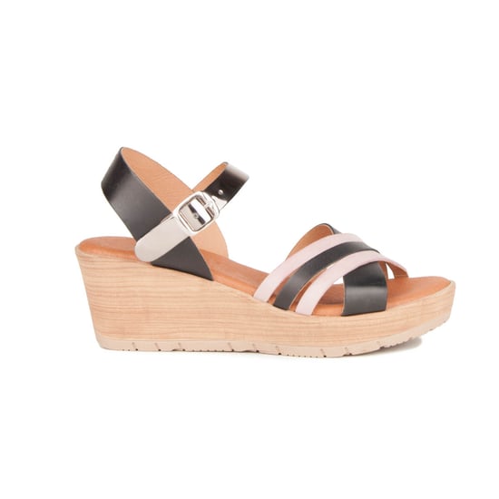 Confortable wedge sandal Purapiel in Black
