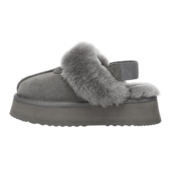 EVER AU Women Wagtail Removable Strap Platform Slippers - Grey