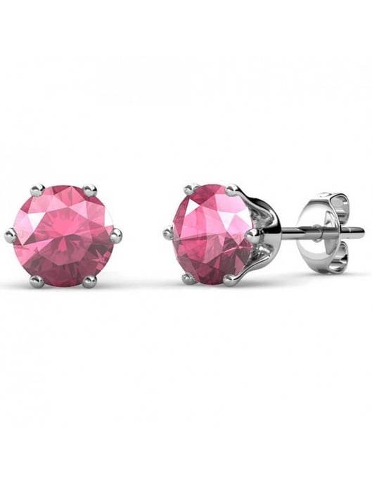 Birth Stone October Earrings - Silver and Pink - Image 1