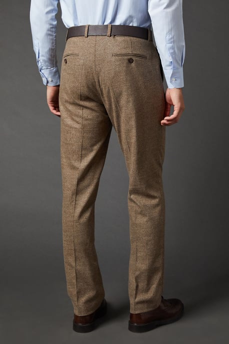 Light Brown Tweed Look Tailored Fit Suit Trouser