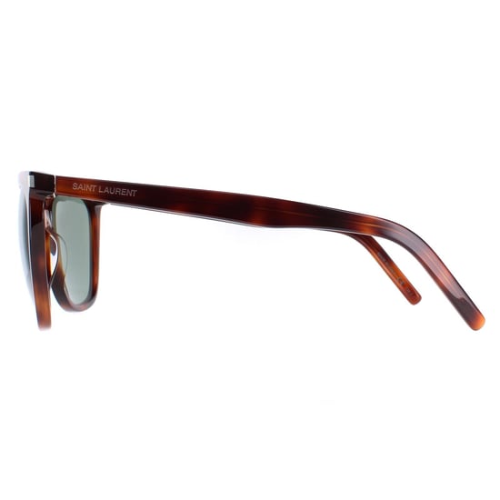 Saint Laurent Square Womens Shiny Medium Havana Solid Green SL 526 - Image 3