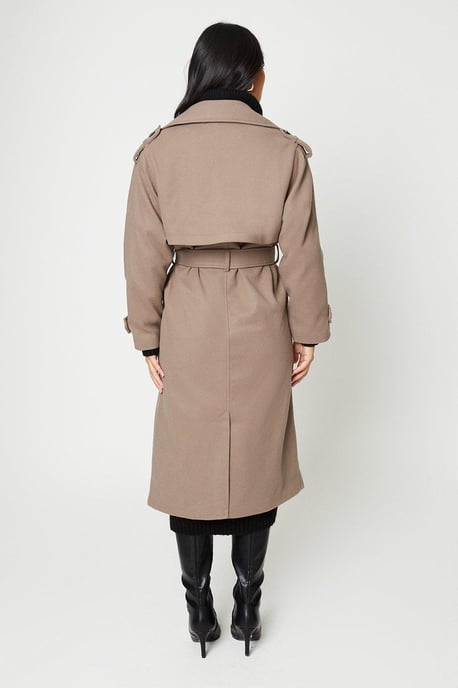 Petite Belted Wool Trench Coat