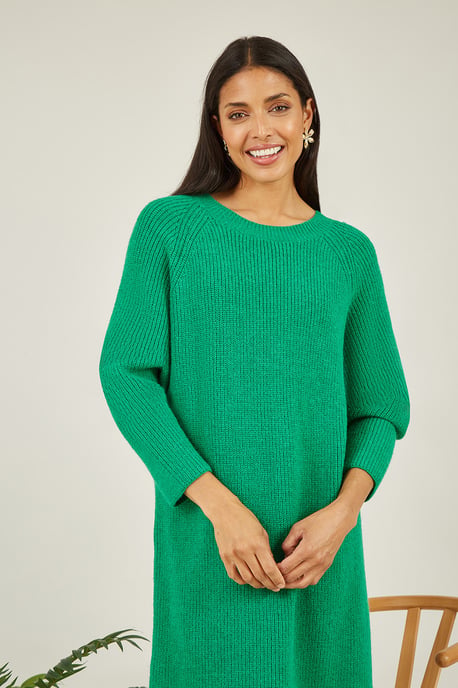 Green Knitted Midi Dress