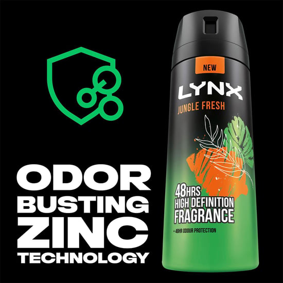 Lynx Body Spray Jungle Fresh 48H High Definition Fragrance Deodorant 150ml, 6pk