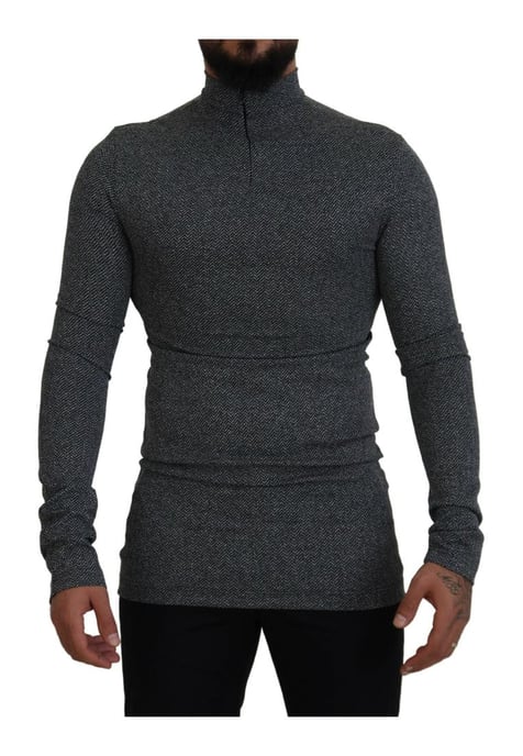 Dolce & Gabbana Men's Dark Gray Nylon Turtleneck Pullover Sweater - Image 1
