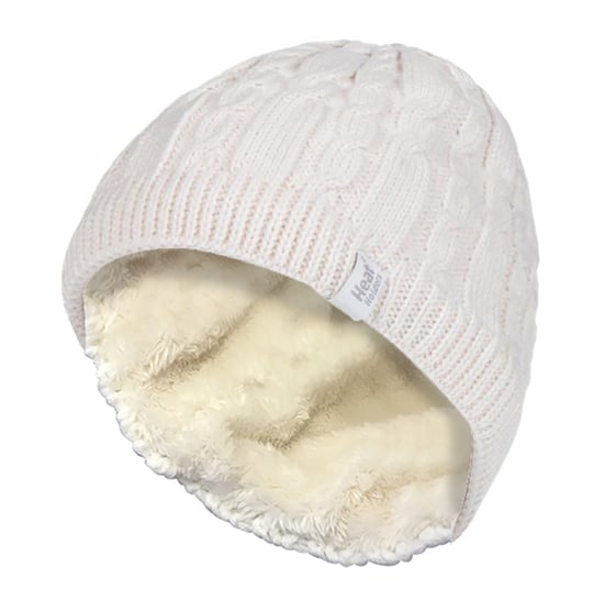 Womens Ribbed Cable Knit Fleece Lined Thermal Knitted Beanie Hat - Image 1