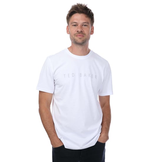 Men's Ted Baker Broni Branded T-Shirt in White - Image 1
