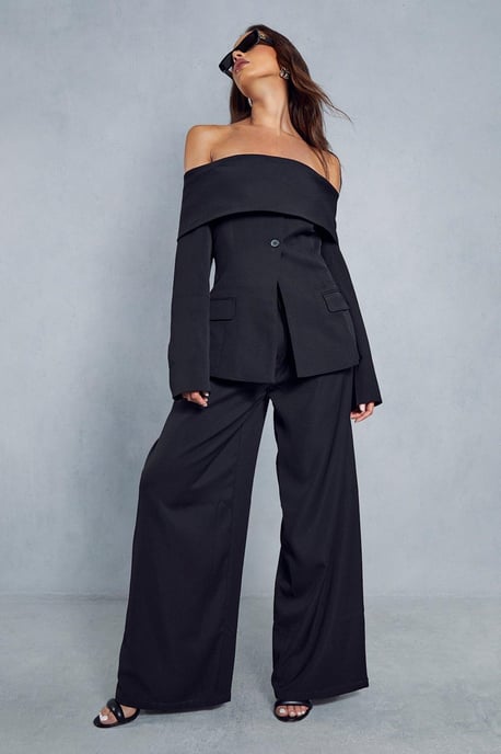 Tailored Bardot Fitted Blazer Top