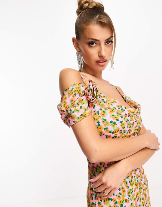 AFRM Vera ditsy print maxi dress in pink