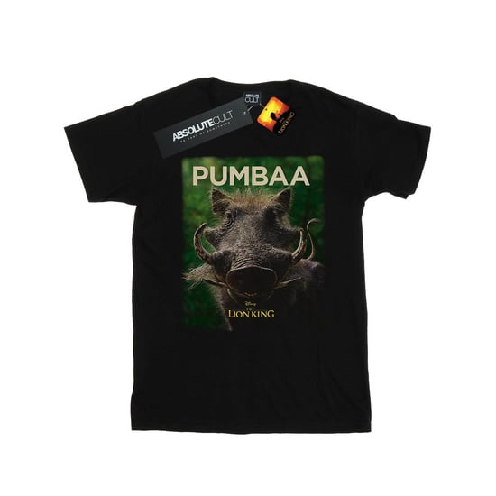 Disney Girls The Lion King Movie Pumbaa Poster Cotton T-Shirt (Black)