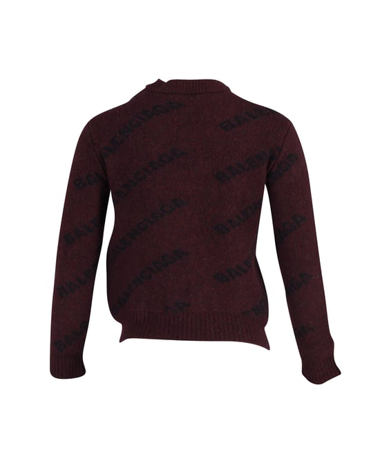 Balenciaga Logo Truien in Rood Gedrukt Wol - Image 3