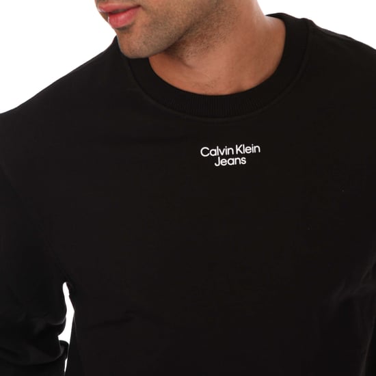Herr Calvin Klein Jeans Avslappnad Bomulls-Terry Tröja i Svart - Image 3