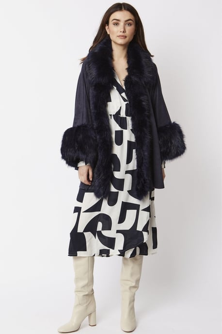 Faux Fur Faux Suede Cape