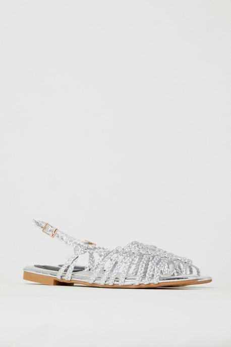 Luna Plaited Slingback Flat Sandals