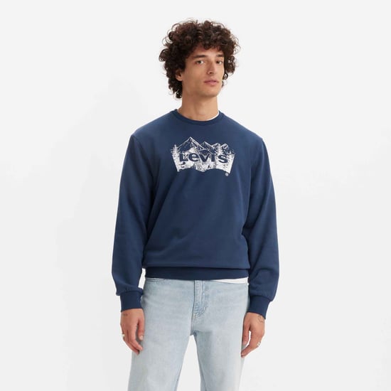 Men's Levis Standard Fit Graphic Crewneck Sweatshirt in Dark Blue