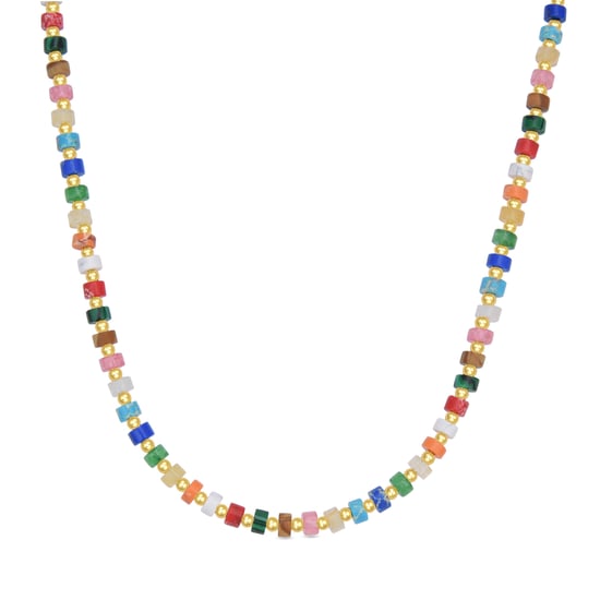 Necklace Luxenter Ihun made of 925 sterling silver and Multicolour crystal 18K yellow gold plated finish