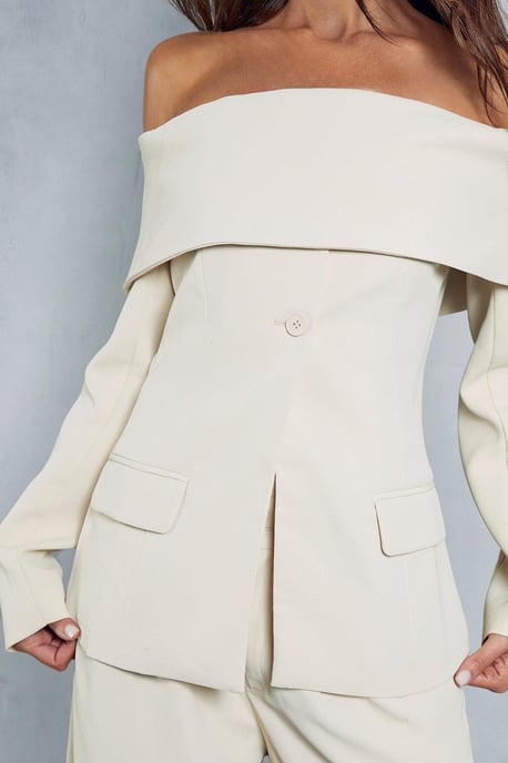 Tailored Bardot Fitted Blazer Top