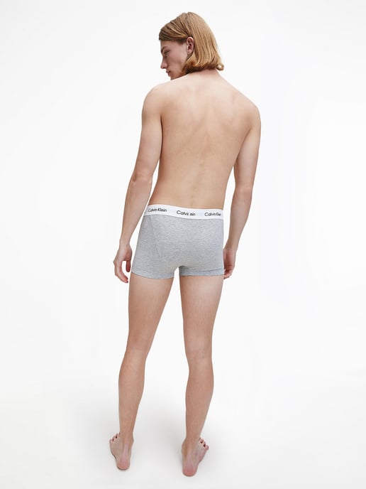 Calvin Klein 3 Pack Trunks - Mid Rise - Cotton Stretch, Black/White/Grey