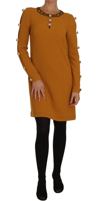 Dolce & Gabbana Brun Mini Kristallbeströdd Klänning - Image 1