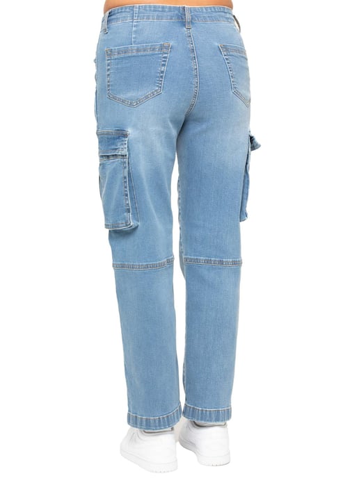 Enzo | Womens Cargo Straight Leg Jeans - Image 4