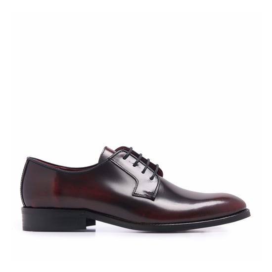 Men's Leather Blucher Shoes in Burgundy