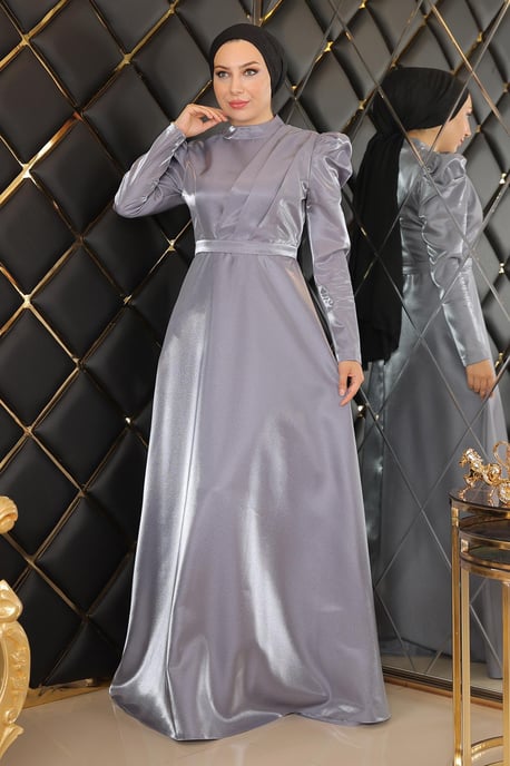 ElbiseEmbroidered Dress with Draped Bodice