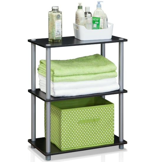 Furinno Turn-N-Tube 3-Tier Compact Multipurpose Shelf Display Rack - Black with Grey Tubes