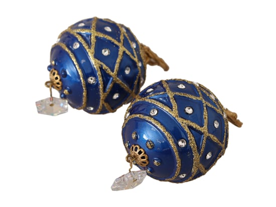 Dolce & Gabbana Women's Gold Brass Blue Christmas Ball Crystal Clip On Earrings - Image 4