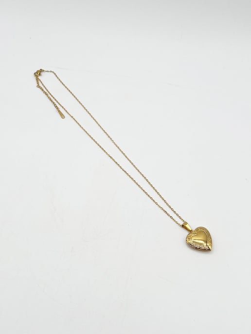 Large Heart Locket Necklace in Gold - Image 2
